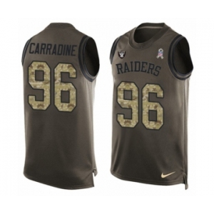 Men's Nike Oakland Raiders #96 Cornellius Carradine Limited Green Salute to Service Tank Top NFL Jersey
