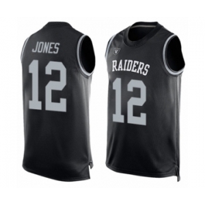 Men's Oakland Raiders #12 Zay Jones Limited Black Player Name & Number Tank Top Football Jersey