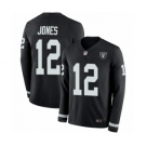 Men's Oakland Raiders #12 Zay Jones Limited Black Therma Long Sleeve Football Jersey