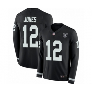 Men's Oakland Raiders #12 Zay Jones Limited Black Therma Long Sleeve Football Jersey