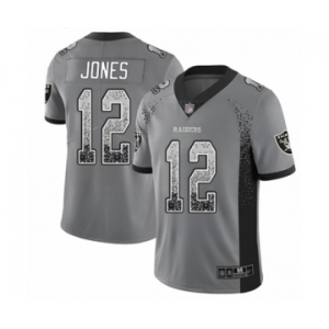 Men's Oakland Raiders #12 Zay Jones Limited Gray Rush Drift Fashion Football Jersey