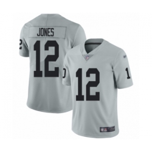 Men's Oakland Raiders #12 Zay Jones Limited Silver Inverted Legend Football Jersey