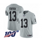 Men's Oakland Raiders #13 Hunter Renfrow Limited Silver Inverted Legend 100th Season Football Jersey