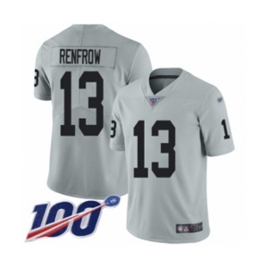 Men's Oakland Raiders #13 Hunter Renfrow Limited Silver Inverted Legend 100th Season Football Jersey