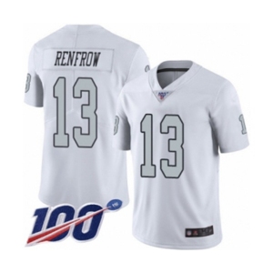 Men's Oakland Raiders #13 Hunter Renfrow Limited White Rush Vapor Untouchable 100th Season Football Jersey