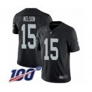 Men's Oakland Raiders #15 J. Nelson Black Team Color Vapor Untouchable Limited Player 100th Season Football Jersey