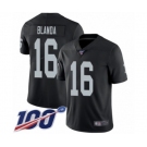 Men's Oakland Raiders #16 George Blanda Black Team Color Vapor Untouchable Limited Player 100th Season Football Jersey