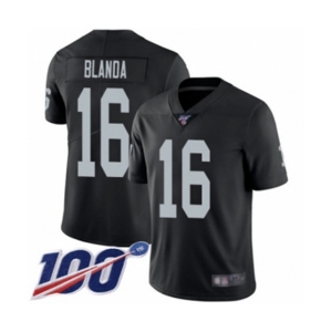 Men's Oakland Raiders #16 George Blanda Black Team Color Vapor Untouchable Limited Player 100th Season Football Jersey