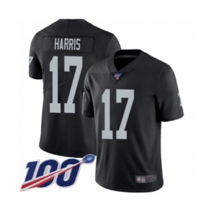 Men's Oakland Raiders #17 Dwayne Harris Black Team Color Vapor Untouchable Limited Player 100th Season Football Jersey