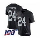 Men's Oakland Raiders #24 Charles Woodson Black Team Color Vapor Untouchable Limited Player 100th Season Football Jersey