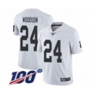 Men's Oakland Raiders #24 Charles Woodson White Vapor Untouchable Limited Player 100th Season Football Jersey