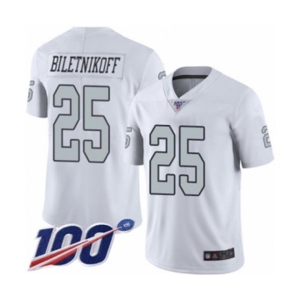 Men's Oakland Raiders #25 Fred Biletnikoff Limited White Rush Vapor Untouchable 100th Season Football Jersey