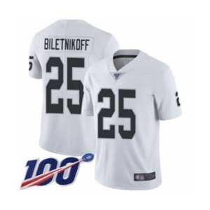 Men's Oakland Raiders #25 Fred Biletnikoff White Vapor Untouchable Limited Player 100th Season Football Jersey