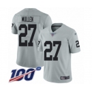 Men's Oakland Raiders #27 Trayvon Mullen Limited Silver Inverted Legend 100th Season Football Jersey