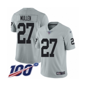 Men's Oakland Raiders #27 Trayvon Mullen Limited Silver Inverted Legend 100th Season Football Jersey