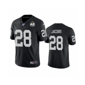 Men's Oakland Raiders #28 Josh Jacobs Black 60th Anniversary Vapor Untouchable Limited Player 100th Season Football Jersey