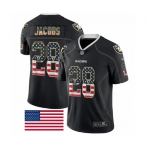 Men's Oakland Raiders #28 Josh Jacobs Black USA Flag Fashion Limited Football Jersey