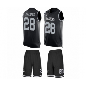 Men's Oakland Raiders #28 Josh Jacobs Limited Black Tank Top Suit Football Jersey