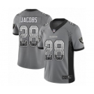 Men's Oakland Raiders #28 Josh Jacobs Limited Gray Rush Drift Fashion Football Jersey