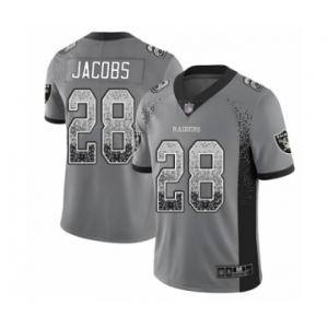 Men's Oakland Raiders #28 Josh Jacobs Limited Gray Rush Drift Fashion Football Jersey