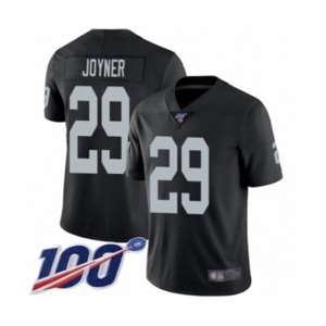 Men's Oakland Raiders #29 Lamarcus Joyner Black Team Color Vapor Untouchable Limited Player 100th Season Football Jersey