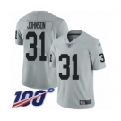 Men's Oakland Raiders #31 Isaiah Johnson Limited Silver Inverted Legend 100th Season Football Jersey