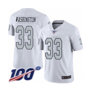 Men's Oakland Raiders #33 DeAndre Washington Limited White Rush Vapor Untouchable 100th Season Football Jersey