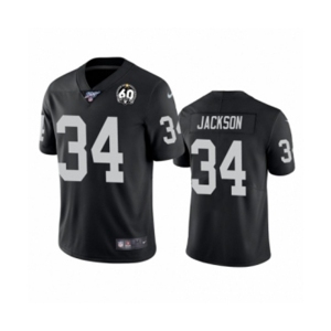 Men's Oakland Raiders #34 Bo Jackson Black 60th Anniversary Vapor Untouchable Limited Player 100th Season Football Jersey