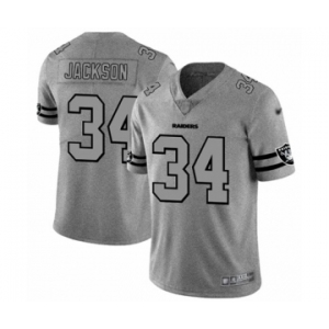 Men's Oakland Raiders #34 Bo Jackson Gray Team Logo Gridiron Limited Player Football Jersey