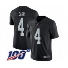 Men's Oakland Raiders #4 Derek Carr Black Team Color Vapor Untouchable Limited Player 100th Season Football Jersey