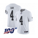 Men's Oakland Raiders #4 Derek Carr White Vapor Untouchable Limited Player 100th Season Football Jersey