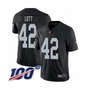 Men's Oakland Raiders #42 Ronnie Lott Black Team Color Vapor Untouchable Limited Player 100th Season Football Jersey