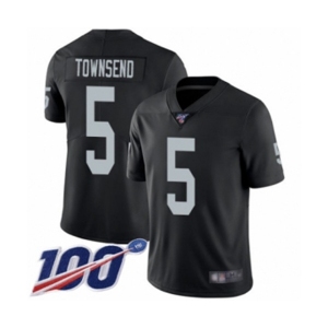 Men's Oakland Raiders #5 Johnny Townsend Black Team Color Vapor Untouchable Limited Player 100th Season Football Jersey