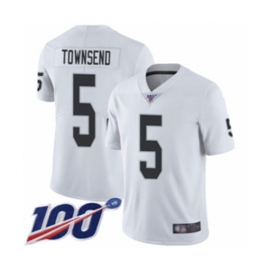 Men's Oakland Raiders #5 Johnny Townsend White Vapor Untouchable Limited Player 100th Season Football Jersey