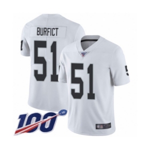 Men's Oakland Raiders #51 Vontaze Burfict White Vapor Untouchable Limited Player 100th Season Football Jersey