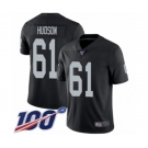 Men's Oakland Raiders #61 Rodney Hudson Black Team Color Vapor Untouchable Limited Player 100th Season Football Jersey