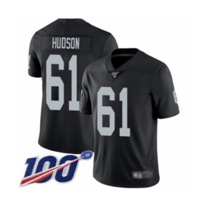 Men's Oakland Raiders #61 Rodney Hudson Black Team Color Vapor Untouchable Limited Player 100th Season Football Jersey