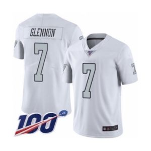 Men's Oakland Raiders #7 Mike Glennon Limited White Rush Vapor Untouchable 100th Season Football Jersey