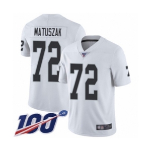 Men's Oakland Raiders #72 John Matuszak White Vapor Untouchable Limited Player 100th Season Football Jersey