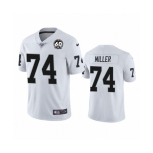 Men's Oakland Raiders #74 Kolton Miller White 60th Anniversary Vapor Untouchable Limited Player 100th Season Football Jersey