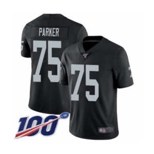 Men's Oakland Raiders #75 Brandon Parker Black Team Color Vapor Untouchable Limited Player 100th Season Football Jersey