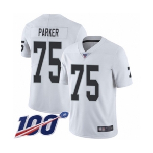 Men's Oakland Raiders #75 Brandon Parker White Vapor Untouchable Limited Player 100th Season Football Jersey