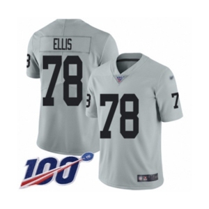 Men's Oakland Raiders #78 Justin Ellis Limited Silver Inverted Legend 100th Season Football Jersey