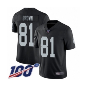 Men's Oakland Raiders #81 Tim Brown Black Team Color Vapor Untouchable Limited Player 100th Season Football Jersey