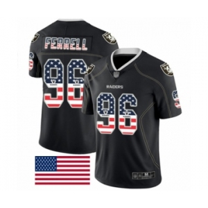 Men's Oakland Raiders #96 Clelin Ferrell Black USA Flag Fashion Limited Football Jersey