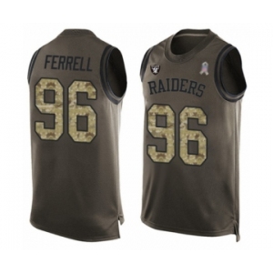 Men's Oakland Raiders #96 Clelin Ferrell Limited Green Salute to Service Tank Top Football Jersey