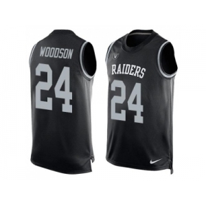 Nike Oakland Raiders #24 Charles Woodson Black Team Color Men's Stitched NFL Limited Tank Top Jersey