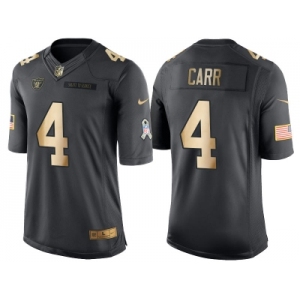 Nike Oakland Raiders #4 Derek Carr Anthracite 2016 Christmas Day Gold Men's NFL Limited Salute to Service Jersey