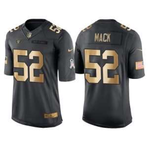 Nike Oakland Raiders #52 Khalil Mack Anthracite 2016 Christmas Gold Men's NFL Limited Salute to Service Jersey