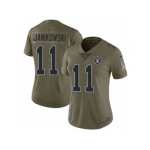 Women Nike Oakland Raiders #11 Sebastian Janikowski Limited Olive 2017 Salute to Service NFL Jersey